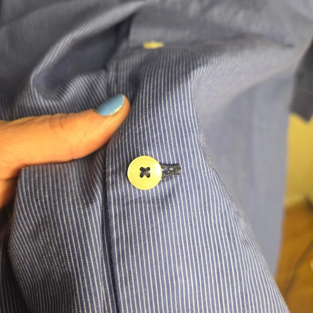 Banana Republic Dress Shirt Striped Long Sleeve Button Down Blue Mens L